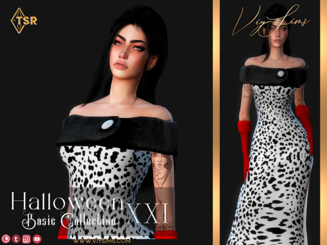 Sims 4 Halloween XXI [Basic Collection] Dress V.3 Cruella De Vil at TSR