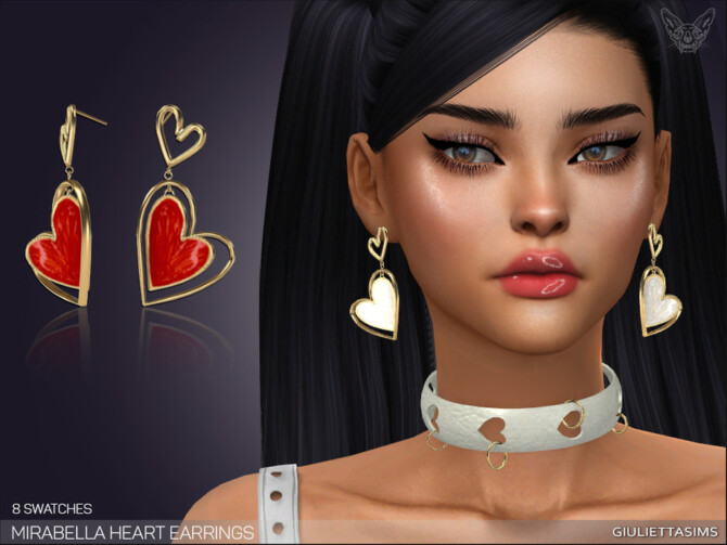 Sims 4 Mirabella Heart Earrings by feyona at TSR