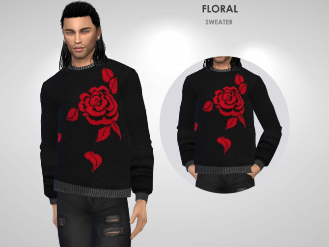 Sims 4 Floral Sweater by Puresim at TSR