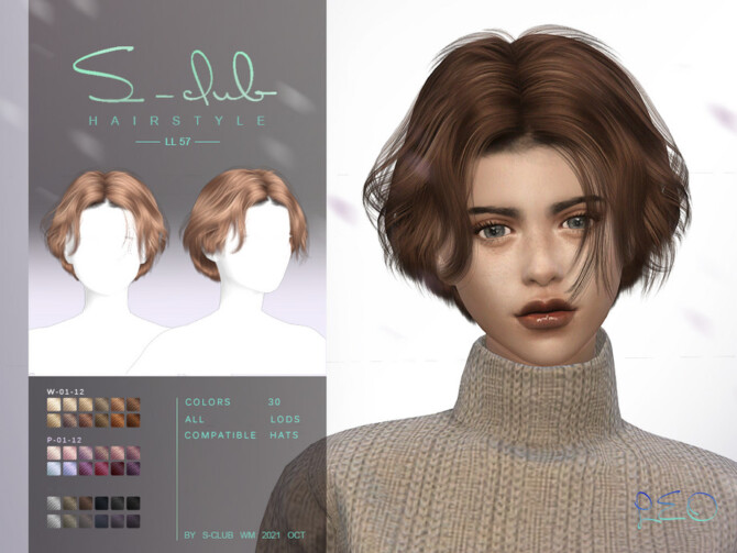 Sims 4 Short curly hairstyle by S Club at TSR