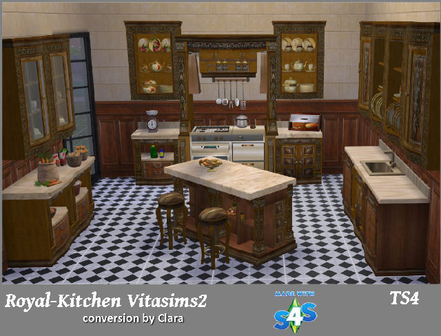 Sims 4 Royal Kitchen Vitasims conversion by Clara at All 4 Sims