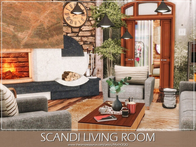 Sims 4 Scandi Living Room by MychQQQ at TSR