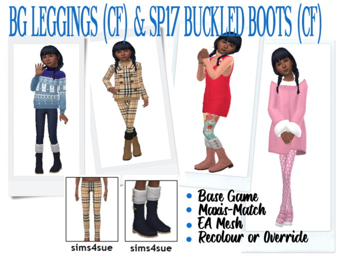 Sims 4 BG LEGGINGS & SP17 BUCKLED BOOTS (CF) at Sims4Sue