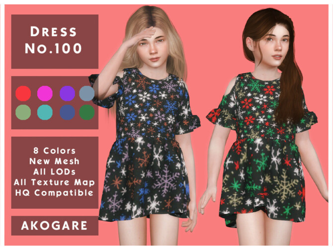 Sims 4 Dress No.100 by Akogare at TSR