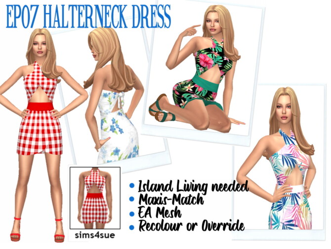 Sims 4 EP07 HALTERNECK DRESS at Sims4Sue