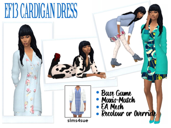 Sims 4 EF13 CARDIGAN DRESS at Sims4Sue