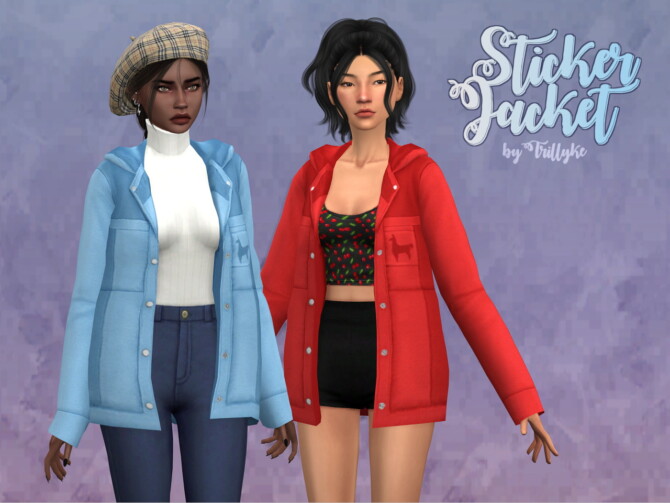 Sims 4 Sticker Jacket & Long Turtleneck Top at Trillyke