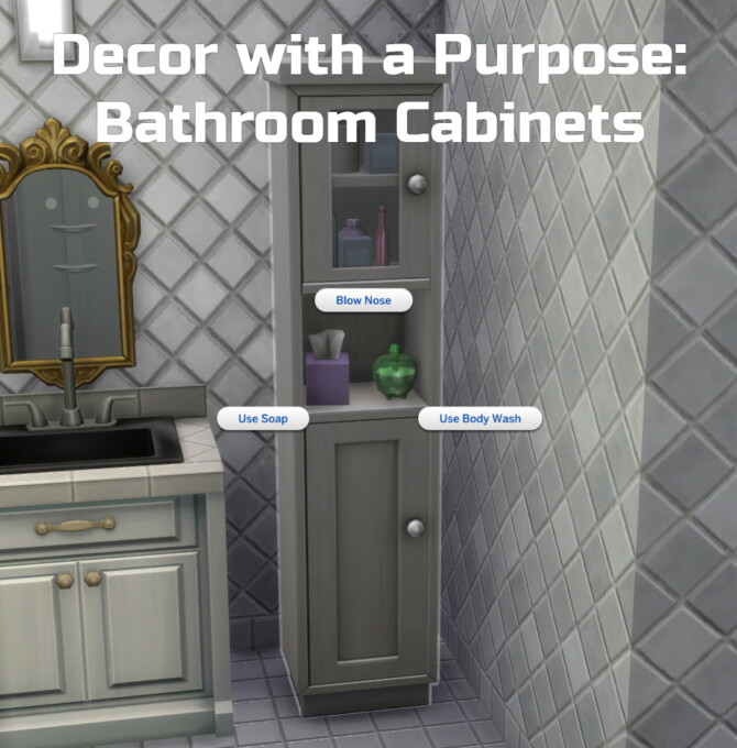 Sims 4 Decor with a Purpose: Bathroom Cabinets by Ilex at Mod The Sims 4