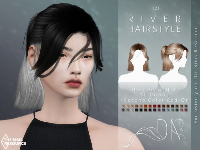 Sims 4 River Hairstyle with Second Color Add on by DarkNighTt at TSR
