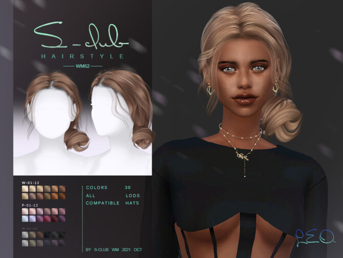 Sims 4 Short hair with Bun (Lea) by S Club at TSR