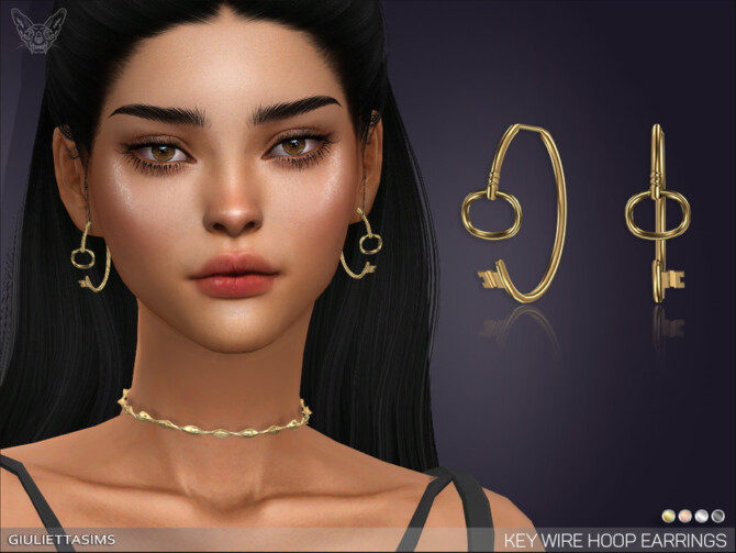Sims 4 Key Wire Hoop Earrings by feyona at TSR