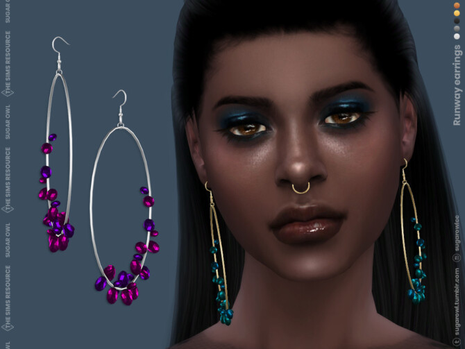 Sims 4 Runway earrings by sugar owl at TSR