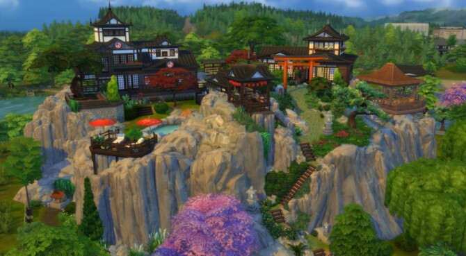 Sims 4 Zou onsen by Pyrenea at Sims Artists