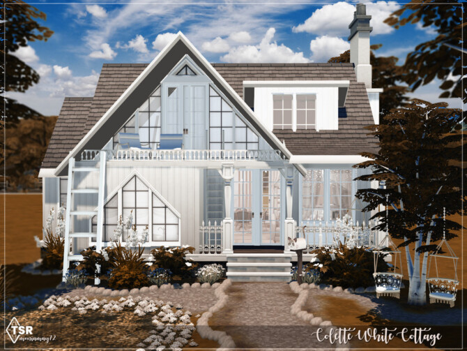 Sims 4 Colette White Cottage by Moniamay72 at TSR