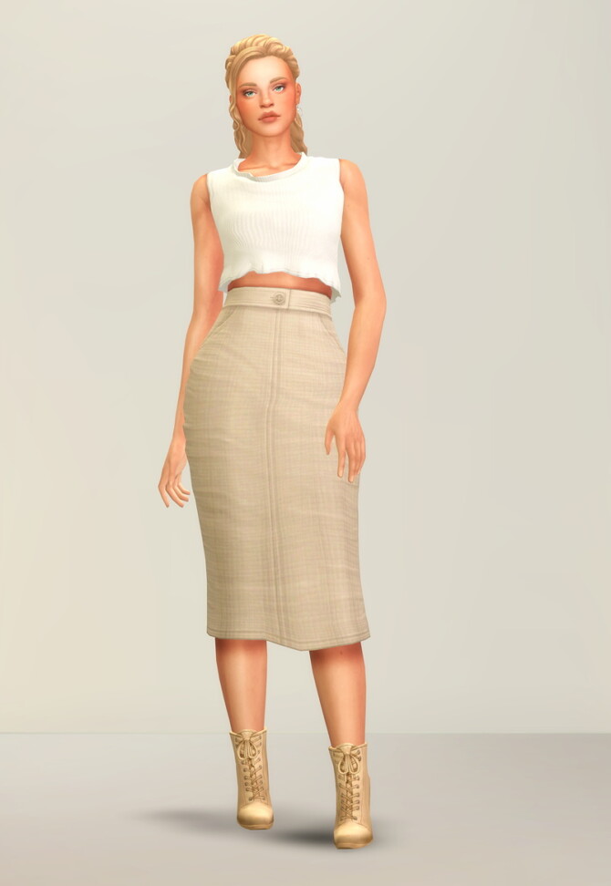 Sims 4 LeSleeveless & Midi Skirt at Rusty Nail