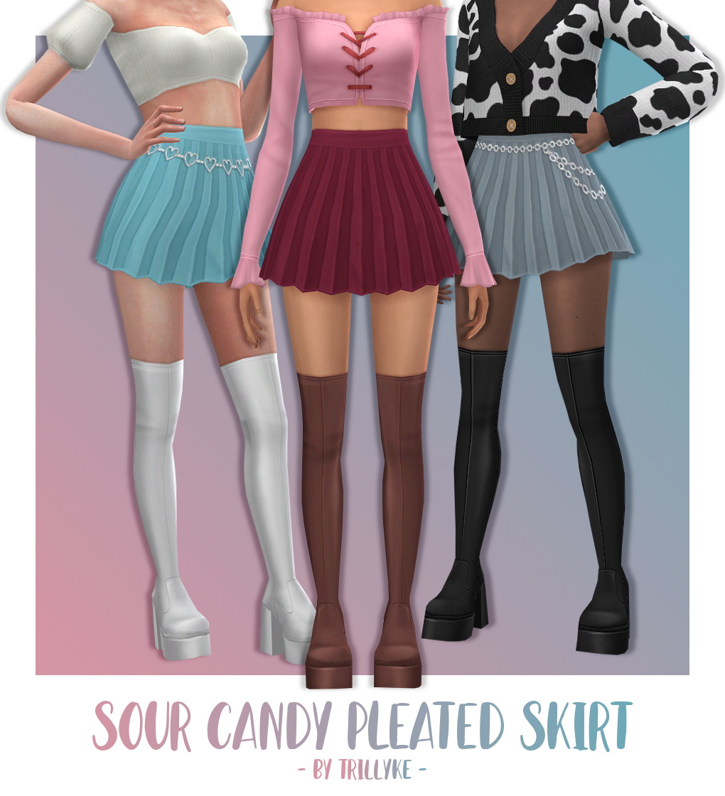 Sour Candy Pleated Skirt at Trillyke » Sims 4 Updates