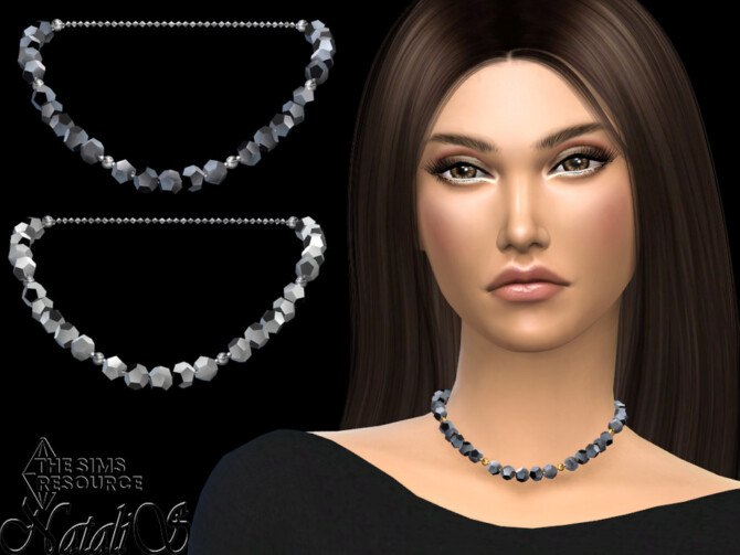 Sims 4 Faceted beads short necklace by NataliS at TSR