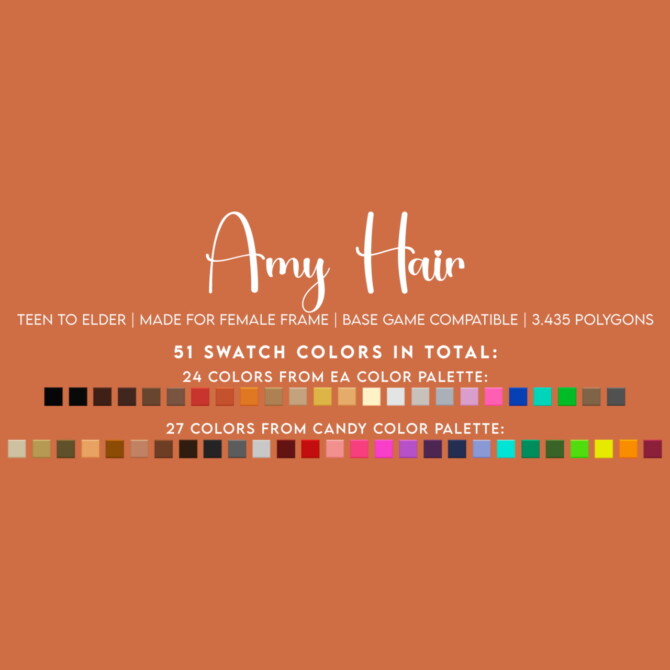 Sims 4 AMY HAIR at Candy Sims 4
