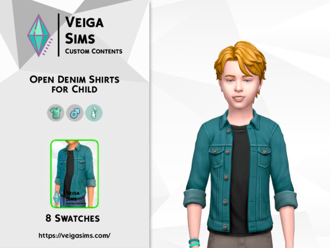 Sims 4 Open Denim Shirts for Child by David Mtv at TSR