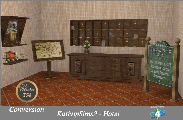 Sims 4 KatvipSims2 Hotel furniture conversions by Clara at All 4 Sims