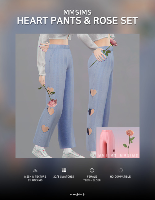 Sims 4 Heart Pants & Rose Set at MMSIMS