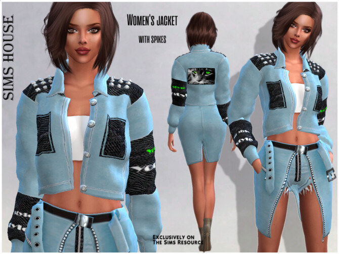 Sims 4 Womens jacket with spikes by Sims House at TSR