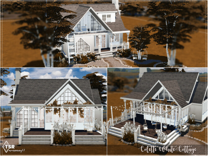 Sims 4 Colette White Cottage by Moniamay72 at TSR