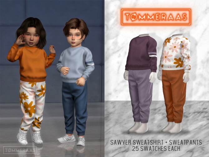 Sims 4 Sawyer Sweatshirt (#21) & Sweatpants (#22) at TØMMERAAS