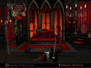 Modern Victorian Gothic – Obsidian Bedroom by SIMcredible! at TSR