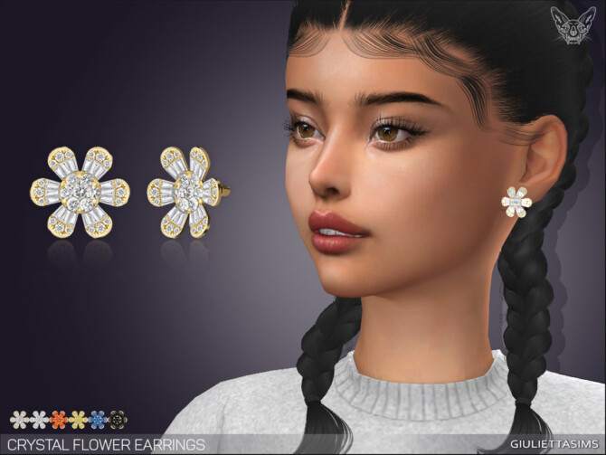 Sims 4 Crystal Flower Earrings by feyona at TSR