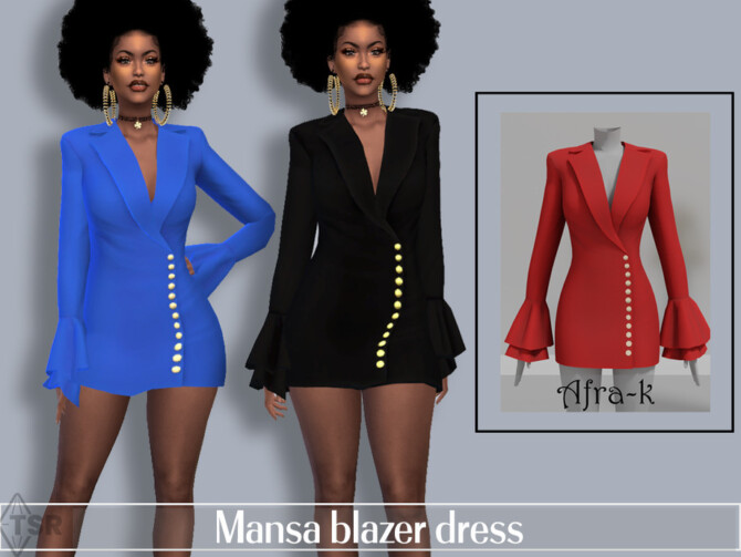 Sims 4 Mansa blazer dress by akaysims at TSR