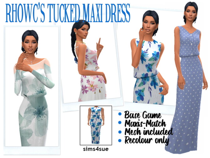 Sims 4 RHOWC’S TUCKED MAXI DRESS at Sims4Sue