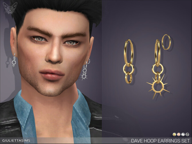 Sims 4 Dave Hoop Earrings Set by feyona at TSR