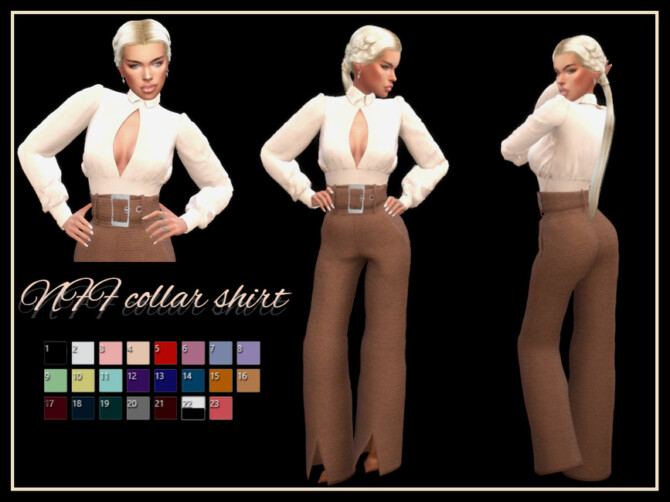 Sims 4 NFF collar shirt by Nadiafabulousflow at TSR