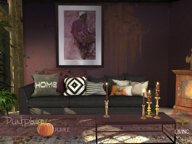 Sims 4 Pumpkin Purple Livingroom by fredbrenny at TSR