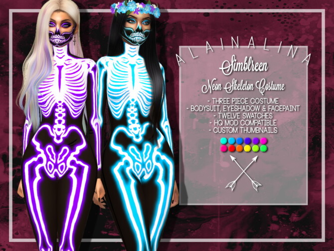 Sims 4 Neon Skeleton Costume at AlainaLina
