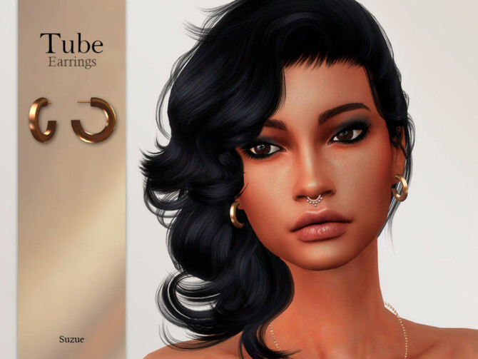 Sims 4 Tube Hoops Earrings by Suzue at TSR