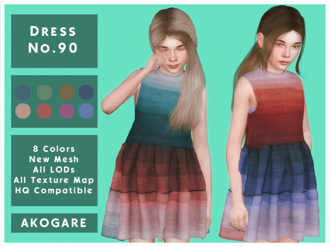 Sims 4 Dress No.90 by Akogare at TSR