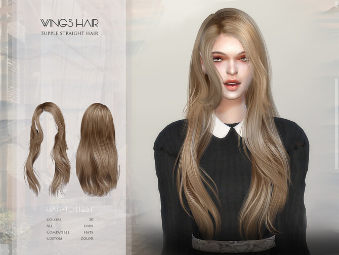 Sims 4 WINGS TO1125 Supple straight hair by wingssims at TSR