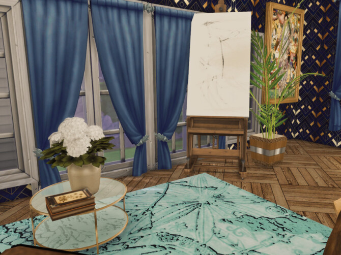 Sims 4 White Wine Art Deco Library by GenkaiHaretsu at TSR