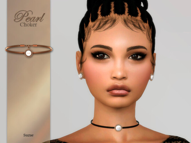 Sims 4 Pearl Choker by Suzue at TSR