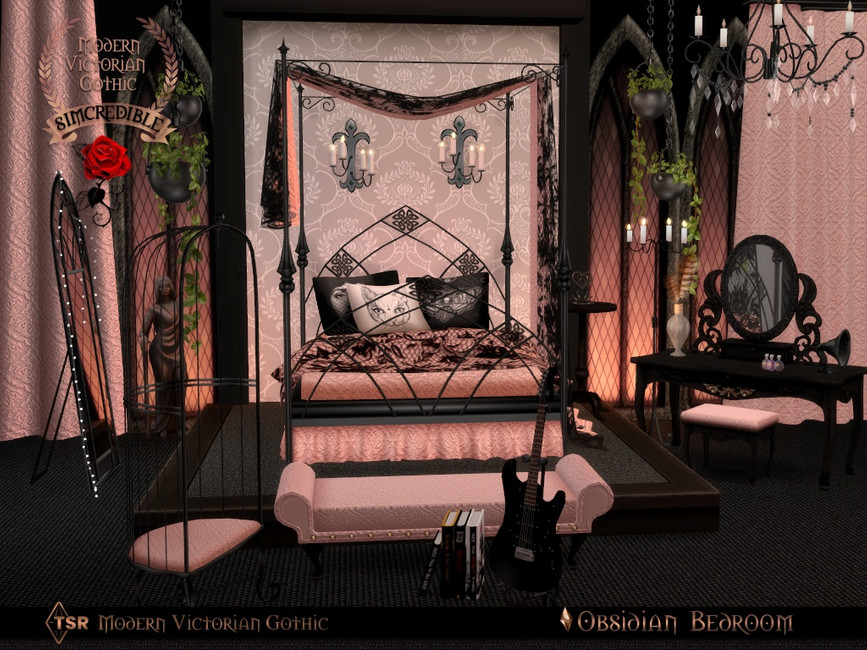 Modern Victorian Gothic - Obsidian Bedroom by SIMcredible! at TSR ...