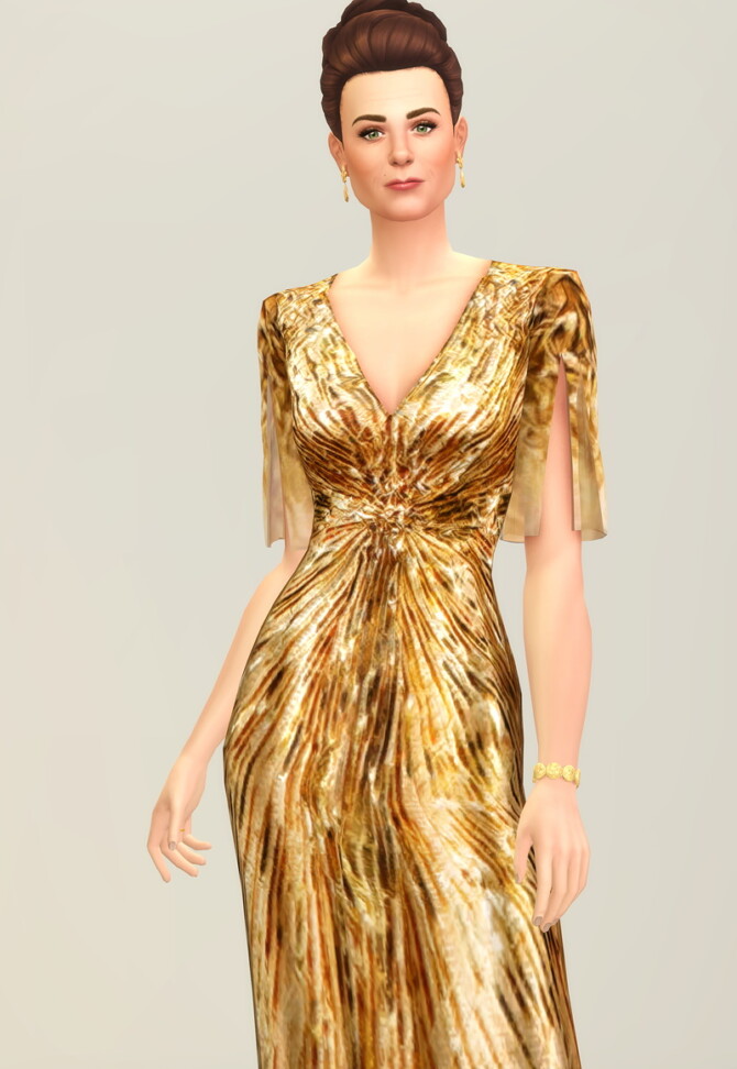 Sims 4 Dazzling Gold Gown at Rusty Nail