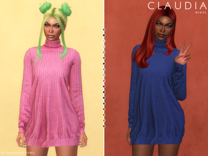 Sims 4 CLAUDIA dress by Plumbobs n Fries at TSR