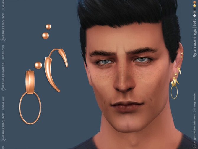 Sims 4 Ryan male earrings  by sugar owl at TSR