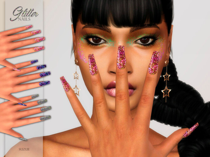 Sims 4 Glitter Nails by Suzue at TSR