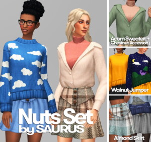 Nuts cozy set of sweaters and skirts at Saurus Sims