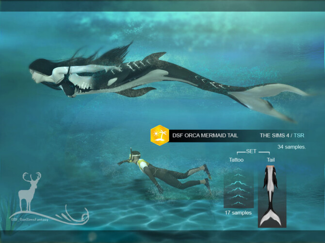 Sims 4 ORCA MERMAID TAIL by DanSimsFantasy at TSR