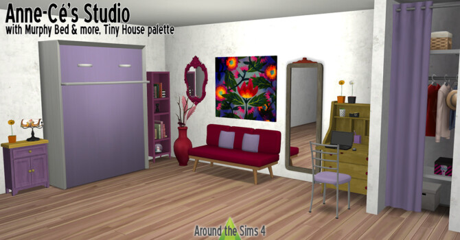 Sims 4 Anne Cés Bedroom   Studio with Murphy bed at Around the Sims 4