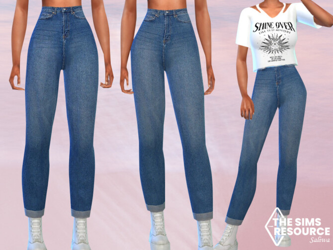 Sims 4 High Ankle Mom Jeans by Saliwa at TSR